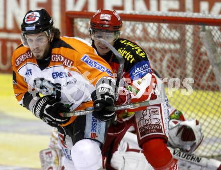 EBEL. Eishockey Bundesliga. KAC gegen  EC GRAZ 99ers. Johannes Reichel,  (KAC), Mark Brunnegger (Graz). Klagenfurt, am 16.11.2008.
Foto: Kuess 

---
pressefotos, pressefotografie, kuess, qs, qspictures, sport, bild, bilder, bilddatenbank