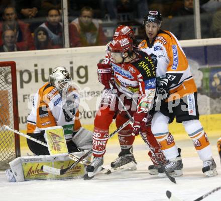 EBEL. Eishockey Bundesliga. KAC gegen  EC GRAZ 99ers. BRANDNER Christoph (KAC), GRUMET-MORRIS Dov, JAN Ivo (Graz). Klagenfurt, am 16.11.2008.
Foto: Kuess 

---
pressefotos, pressefotografie, kuess, qs, qspictures, sport, bild, bilder, bilddatenbank