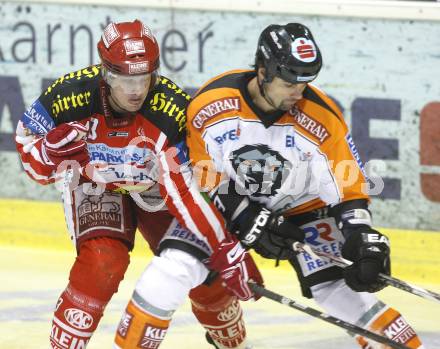 EBEL. Eishockey Bundesliga. KAC gegen  EC GRAZ 99ers. Johannes Kirisits (KAC), Anthony Iob (Graz). Klagenfurt, am 16.11.2008.
Foto: Kuess 

---
pressefotos, pressefotografie, kuess, qs, qspictures, sport, bild, bilder, bilddatenbank