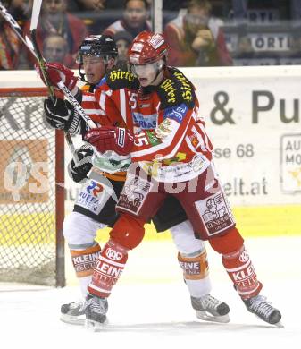 EBEL. Eishockey Bundesliga. KAC gegen  EC GRAZ 99ers. SCHELLANDER Paul (KAC), Jamie Mattie (Graz). Klagenfurt, am 16.11.2008.
Foto: Kuess 

---
pressefotos, pressefotografie, kuess, qs, qspictures, sport, bild, bilder, bilddatenbank