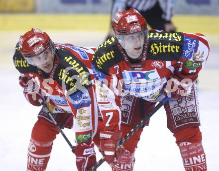 EBEL. Eishockey Bundesliga. KAC gegen  EC GRAZ 99ers. Andrew Schneider, Herbert Ratz (KAC). Klagenfurt, am 16.11.2008.
Foto: Kuess 

---
pressefotos, pressefotografie, kuess, qs, qspictures, sport, bild, bilder, bilddatenbank