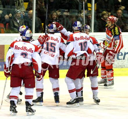 EBEL. Eishockey Bundesliga. KAC gegen  EC Red Bull Salzburg. Torjubel Salzburg. Klagenfurt, am 20.11.2008.
Foto: Nadja Kuess 

---
pressefotos, pressefotografie, kuess, qs, qspictures, sport, bild, bilder, bilddatenbank