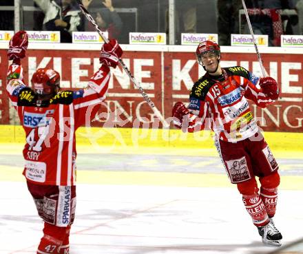 EBEL. Eishockey Bundesliga. KAC gegen  EC Red Bull Salzburg. Torjubel Paul Schellander. Klagenfurt, am 20.11.2008.
Foto: Nadja Kuess 

---
pressefotos, pressefotografie, kuess, qs, qspictures, sport, bild, bilder, bilddatenbank