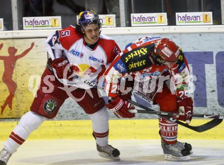 EBEL. Eishockey Bundesliga. KAC gegen  EC Red Bull Salzburg. BRANDNER Christoph (KAC), SCHWAB Matthias (Salzburg). Klagenfurt, am 20.11.2008.
Foto: Kuess 

---
pressefotos, pressefotografie, kuess, qs, qspictures, sport, bild, bilder, bilddatenbank