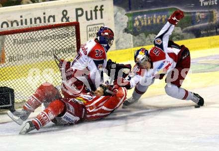 EBEL. Eishockey Bundesliga. KAC gegen  EC Red Bull Salzburg. BRANDNER Christoph (KAC), PARISE Jordan, CIBULSKIS Oskars (Salzburg). Klagenfurt, am 20.11.2008.
Foto: Nadja Kuess 

---
pressefotos, pressefotografie, kuess, qs, qspictures, sport, bild, bilder, bilddatenbank