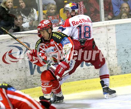 EBEL. Eishockey Bundesliga. KAC gegen  EC Red Bull Salzburg. SHANTZ Jeffery (KAC), CIBULSKIS Oskars (Salzburg). Klagenfurt, am 20.11.2008.
Foto: Nadja Kuess 

---
pressefotos, pressefotografie, kuess, qs, qspictures, sport, bild, bilder, bilddatenbank