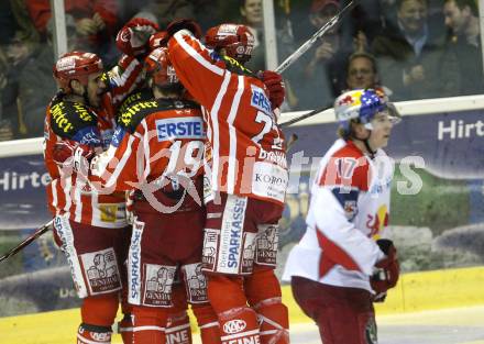 EBEL. Eishockey Bundesliga. KAC gegen  EC Red Bull Salzburg. Torjubel KAC. Klagenfurt, am 20.11.2008.
Foto: Kuess 

---
pressefotos, pressefotografie, kuess, qs, qspictures, sport, bild, bilder, bilddatenbank