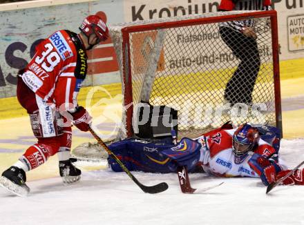 EBEL. Eishockey Bundesliga. KAC gegen  EC Red Bull Salzburg. SHANTZ Jeffery (KAC), PARISE Jordan (Salzburg). Klagenfurt, am 20.11.2008.
Copyright Nadja Kuess
---
pressefotos, pressefotografie, kuess, qs, qspictures, sport, bild, bilder, bilddatenbank