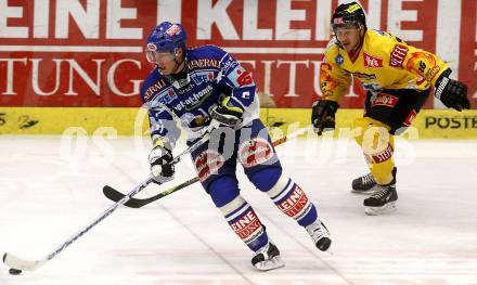 EBEL. Eishockey Bundesliga. EC Pasut VSV gegen EV Vienna Capitals. SANDROCK Robby (VSV), DOLEZAL Christian (Capitals). Villach, am 21.11.2008.
Foto: Kuess

---
pressefotos, pressefotografie, kuess, qs, qspictures, sport, bild, bilder, bilddatenbank