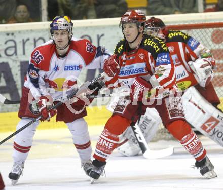 EBEL. Eishockey Bundesliga. KAC gegen  EC Red Bull Salzburg. Kirk Furey (KAC), Martin Ulmer (Salzburg). Klagenfurt, am 20.11.2008.
Foto: Kuess 

---
pressefotos, pressefotografie, kuess, qs, qspictures, sport, bild, bilder, bilddatenbank