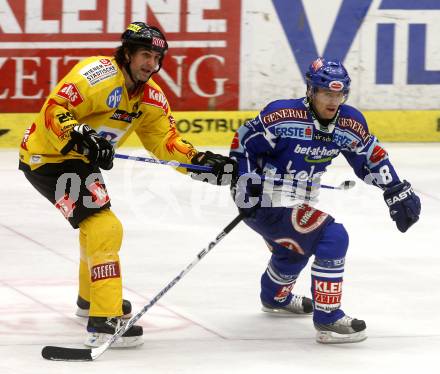 EBEL. Eishockey Bundesliga. EC Pasut VSV gegen EV Vienna Capitals. KASPITZ Roland (VSV), SELMSER Sean (Capitals). Villach, am 21.11.2008.
Foto: Kuess

---
pressefotos, pressefotografie, kuess, qs, qspictures, sport, bild, bilder, bilddatenbank