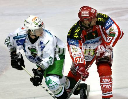 EBEL. Eishockey Bundesliga. KAC gegen  HDD TILIA Olimpija Ljubljana. CRAIG Michael (KAC), PETRILAINEN Pasi (Ljubljana). Klagenfurt, am 25.11.2008.
Foto: Nadja Kuess
---
pressefotos, pressefotografie, kuess, qs, qspictures, sport, bild, bilder, bilddatenbank