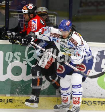 EBEL. Eishockey Bundesliga. EC Pasut VSV gegen HC TWK Innsbruck "Die Haie". Thomas Raffl,  (VSV), Rem Murray (Innsbruck). Villach, am 25.11.2008.
Foto: Kuess 

---
pressefotos, pressefotografie, kuess, qs, qspictures, sport, bild, bilder, bilddatenbank