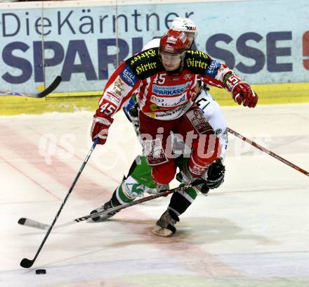 EBEL. Eishockey Bundesliga. KAC gegen  HDD TILIA Olimpija Ljubljana. SCHULLER David (KAC), VNUK Tomaz, HOCEVAR Matej (Ljubljana). Klagenfurt, am 25.11.2008.
Foto: Nadja Kuess 

---
pressefotos, pressefotografie, kuess, qs, qspictures, sport, bild, bilder, bilddatenbank