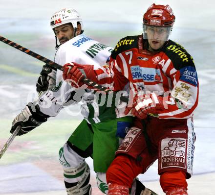 EBEL. Eishockey Bundesliga. KAC gegen  HDD TILIA Olimpija Ljubljana. RATZ Herbert (KAC), INTRANUOVO Raffaele (Ljubljana). Klagenfurt, am 25.11.2008.
Foto: Nadja Kuess

---
pressefotos, pressefotografie, kuess, qs, qspictures, sport, bild, bilder, bilddatenbank