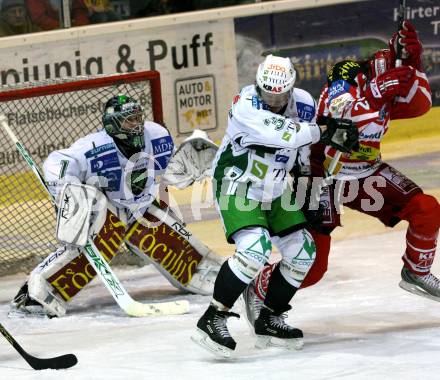 EBEL. Eishockey Bundesliga. KAC gegen  HDD TILIA Olimpija Ljubljana. BRANDNER Christoph (KAC), PETRILAINEN Pasi, SILA Ales (Ljubljana). Klagenfurt, am 25.11.2008.
Foto: Nadja Kuess

---
pressefotos, pressefotografie, kuess, qs, qspictures, sport, bild, bilder, bilddatenbank