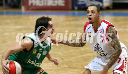 Basketball Bundesliga. Kelag Woerthersee Piraten gegen Traiskirchen Lions. Andreas Kuttnig (Piraten) Deven Anthony Mitchell (Traiskirchen). Klagenfurt, am 24.11.2008.
Foto: Nadja Kuess
---
pressefotos, pressefotografie, kuess, qs, qspictures, sport, bild, bilder, bilddatenbank