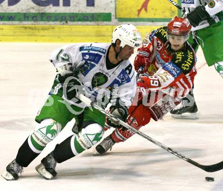 EBEL. Eishockey Bundesliga. KAC gegen  HDD TILIA Olimpija Ljubljana. HERBURGER Raphael  (KAC), ELIK Todd  (Ljubljana). Klagenfurt, am 25.11.2008.
Foto: Nadja Kuess

---
pressefotos, pressefotografie, kuess, qs, qspictures, sport, bild, bilder, bilddatenbank