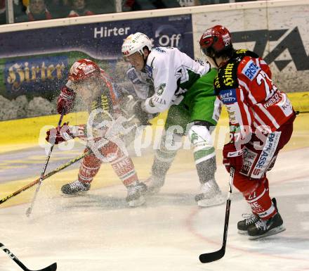 EBEL. Eishockey Bundesliga. KAC gegen  HDD TILIA Olimpija Ljubljana. GEIER Stefan, HUNDERTPFUND Thomas (KAC), GROZNIK Bostjan (Ljubljana). Klagenfurt, am 25.11.2008.
Foto: Nadja Kuess

---
pressefotos, pressefotografie, kuess, qs, qspictures, sport, bild, bilder, bilddatenbank