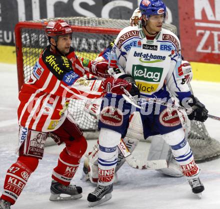 EBEL. Eishockey Bundesliga. EC Pasut VSV gegen EC KAC. Thomas Raffl,  (VSV), Jeffrey Tory (KAC). Villach, am 28.11.2008.
Foto: Kuess 
Foto: Kuess

---
pressefotos, pressefotografie, kuess, qs, qspictures, sport, bild, bilder, bilddatenbank