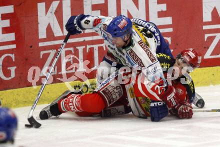 EBEL. Eishockey Bundesliga. EC Pasut VSV gegen EC KAC. Roland Kaspitz,  (VSV), Kirk Furey (KAC). Villach, am 28.11.2008.
Foto: Kuess 
Foto: Kuess

---
pressefotos, pressefotografie, kuess, qs, qspictures, sport, bild, bilder, bilddatenbank