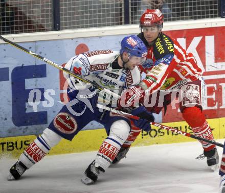 EBEL. Eishockey Bundesliga. EC Pasut VSV gegen EC KAC. Justin Mapletoft,  (VSV), Kirk Furey (KAC). Villach, am 28.11.2008.
Foto: Kuess 
Foto: Kuess

---
pressefotos, pressefotografie, kuess, qs, qspictures, sport, bild, bilder, bilddatenbank