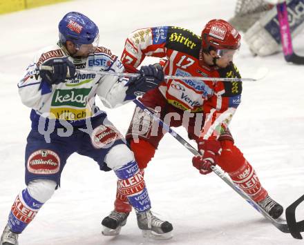 EBEL. Eishockey Bundesliga. EC Pasut VSV gegen EC KAC. Nikolas Petrik,  (VSV), Gregor Hager (KAC). Villach, am 28.11.2008.
Foto: Kuess 
Foto: Kuess

---
pressefotos, pressefotografie, kuess, qs, qspictures, sport, bild, bilder, bilddatenbank