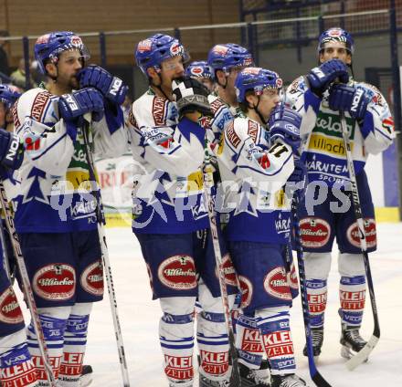 EBEL. Eishockey Bundesliga. EC Pasut VSV gegen EC KAC. Enttaeuschung beim VSV. Villach, am 28.11.2008.
Foto: Kuess 
Foto: Kuess

---
pressefotos, pressefotografie, kuess, qs, qspictures, sport, bild, bilder, bilddatenbank