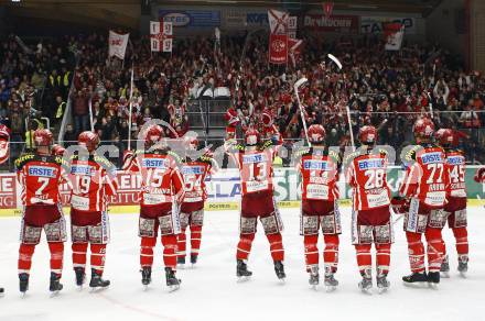 EBEL. Eishockey Bundesliga. EC Pasut VSV gegen EC KAC. Jubel KAC. Villach, am 28.11.2008.
Foto: Kuess 
Foto: Kuess

---
pressefotos, pressefotografie, kuess, qs, qspictures, sport, bild, bilder, bilddatenbank