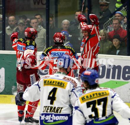 EBEL. Eishockey Bundesliga. EC Pasut VSV gegen EC KAC. Jubel (KAC). Villach, am 28.11.2008.
Foto: Kuess 
Foto: Kuess

---
pressefotos, pressefotografie, kuess, qs, qspictures, sport, bild, bilder, bilddatenbank