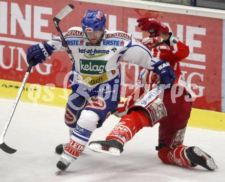 EBEL. Eishockey Bundesliga. EC Pasut VSV gegen EC KAC. Roland Kaspitz,  (VSV), Sean Brown (KAC). Villach, am 28.11.2008.
Foto: Kuess 
Foto: Kuess

---
pressefotos, pressefotografie, kuess, qs, qspictures, sport, bild, bilder, bilddatenbank