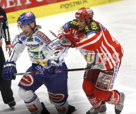 EBEL. Eishockey Bundesliga. EC Pasut VSV gegen EC KAC. Justin Mapletoft,  (VSV), Warren Norris (KAC). Villach, am 28.11.2008.
Foto: Kuess 
Foto: Kuess

---
pressefotos, pressefotografie, kuess, qs, qspictures, sport, bild, bilder, bilddatenbank