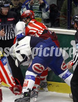 EBEL. Eishockey Bundesliga. EC Pasut VSV gegen EC KAC. Jonathan Ferland (VSV), Johannes Reichel, (KAC). Villach, am 28.11.2008.
Foto: Kuess 
Foto: Kuess

---
pressefotos, pressefotografie, kuess, qs, qspictures, sport, bild, bilder, bilddatenbank