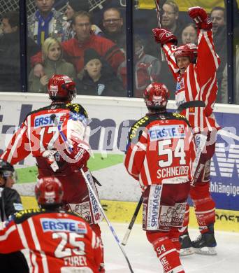 EBEL. Eishockey Bundesliga. EC Pasut VSV gegen EC KAC. Torjubel Mike Craig. Villach, am 28.11.2008.
Foto: Kuess 
Foto: Kuess

---
pressefotos, pressefotografie, kuess, qs, qspictures, sport, bild, bilder, bilddatenbank