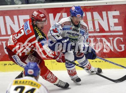 EBEL. Eishockey Bundesliga. EC Pasut VSV gegen EC KAC. Roland Kaspitz,  (VSV), Johannes Reichel (KAC). Villach, am 28.11.2008.
Foto: Kuess 
Foto: Kuess

---
pressefotos, pressefotografie, kuess, qs, qspictures, sport, bild, bilder, bilddatenbank