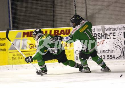 Eishockey. CHL Ost. VST Adler Wild Voelkermarkt gegen USC Velden. Jubel Benjamin Reichart, Kanz Rene (Voelkermarkt). Voelkermarkt, 29.11.2008
Foto: Kuess
---
pressefotos, pressefotografie, kuess, qs, qspictures, sport, bild, bilder, bilddatenbank