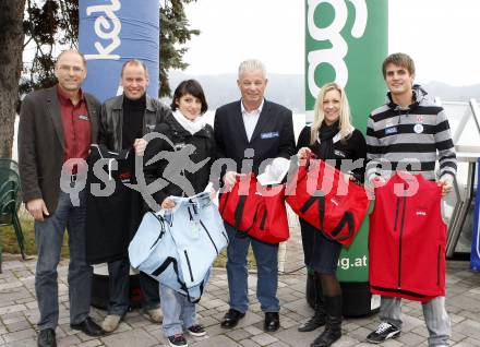 Kaernten Sport. Package Übergabe. Raimund Berger, Wolfgang Dabernig, Lisa Perterer  Landessportdirektor Reinhard Tellian, Sonja Haller, Niko Nico Resch. Forstsee, am 21.11.2008.
Foto: Kuess
---
pressefotos, pressefotografie, kuess, qs, qspictures, sport, bild, bilder, bilddatenbank