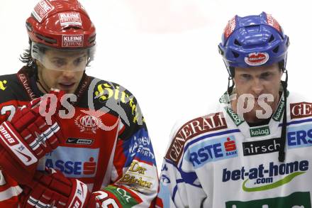 EBEL. Eishockey Bundesliga. EC Pasut VSV gegen EC KAC. Mike Stewart (VSV), Christoph Brandner (KAC). Villach, am 28.11.2008.
Foto: Kuess 


---
pressefotos, pressefotografie, kuess, qs, qspictures, sport, bild, bilder, bilddatenbank