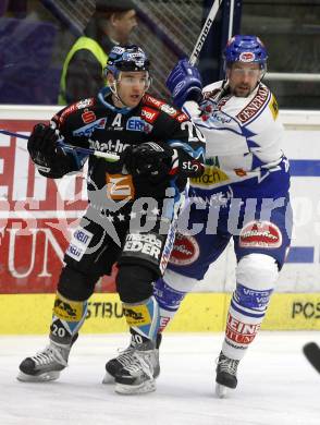 EBEL. Eishockey Bundesliga. EC Pasut VSV gegen EHC LIWEST Linz. Darell Scoville,  (VSV), Brad Purdie (Linz). Villach, am 30.11.2008.
Foto: Kuess 

---
pressefotos, pressefotografie, kuess, qs, qspictures, sport, bild, bilder, bilddatenbank