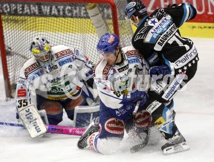 EBEL. Eishockey Bundesliga. EC Pasut VSV gegen EHC LIWEST Linz. Gert Prohaska, Jonathan Ferland, (VSV),  Gregor Baumgartner (Linz). Villach, am 30.11.2008.
Foto: Kuess 

---
pressefotos, pressefotografie, kuess, qs, qspictures, sport, bild, bilder, bilddatenbank