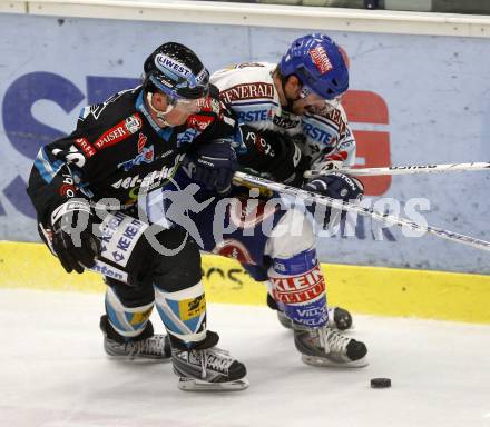 EBEL. Eishockey Bundesliga. EC Pasut VSV gegen EHC LIWEST Linz. Nikolas Petrik,  (VSV), Robert Shearer (Linz). Villach, am 30.11.2008.
Foto: Kuess 

---
pressefotos, pressefotografie, kuess, qs, qspictures, sport, bild, bilder, bilddatenbank