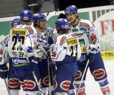 EBEL. Eishockey Bundesliga. EC Pasut VSV gegen EHC LIWEST Linz. Torjubel VSV. Villach, am 30.11.2008.
Foto: Kuess 

---
pressefotos, pressefotografie, kuess, qs, qspictures, sport, bild, bilder, bilddatenbank