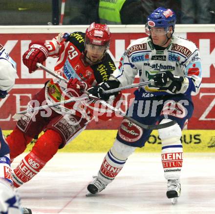 EBEL. Eishockey Bundesliga. EC Pasut VSV gegen EC KAC. Robby Sandrock (VSV), Christoph Brandner (KAC). Villach, am 28.11.2008.
Foto: Kuess 
Foto: Kuess

---
pressefotos, pressefotografie, kuess, qs, qspictures, sport, bild, bilder, bilddatenbank