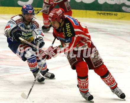 EBEL. Eishockey Bundesliga. EC Pasut VSV gegen EC KAC. Wolfgang Kromp (VSV), Warren Norris (KAC). Villach, am 28.11.2008.
Foto: Kuess 
Foto: Kuess

---
pressefotos, pressefotografie, kuess, qs, qspictures, sport, bild, bilder, bilddatenbank