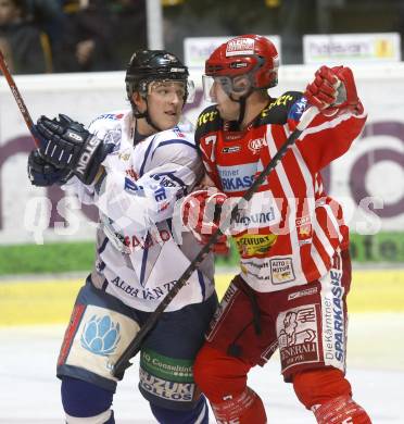 EBEL. Eishockey Bundesliga. KAC gegen Alba Volan. Herbert Ratz (KAC), Adam Hegyi (Alba Volan). Klagenfurt, am 2.12.2008.
Foto: Kuess 

---
pressefotos, pressefotografie, kuess, qs, qspictures, sport, bild, bilder, bilddatenbank