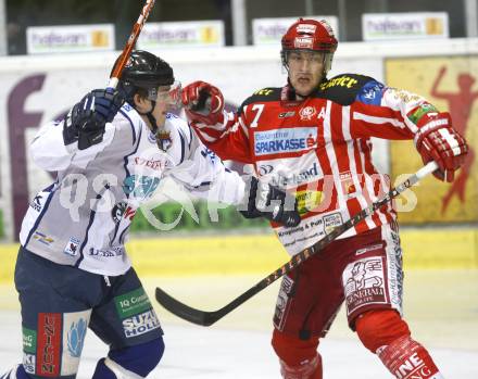 EBEL. Eishockey Bundesliga. KAC gegen Alba Volan. Herbert Ratz (KAC), Adam Hegyi (Alba Volan). Klagenfurt, am 2.12.2008.
Foto: Kuess 

---
pressefotos, pressefotografie, kuess, qs, qspictures, sport, bild, bilder, bilddatenbank