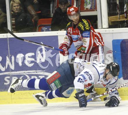 EBEL. Eishockey Bundesliga. KAC gegen Alba Volan. Christoph Harand (KAC), Andras Benk (Alba Volan). Klagenfurt, am 2.12.2008.
Foto: Kuess 

---
pressefotos, pressefotografie, kuess, qs, qspictures, sport, bild, bilder, bilddatenbank