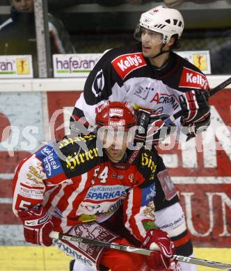 EBEL. Eishockey Bundesliga. KAC gegen  HK Acroni Jesenice. SCHNEIDER Andrew (KAC), RODMAN David (Jesenice). Klagenfurt, am 5.12.2008.
Foto: Kuess 

---
pressefotos, pressefotografie, kuess, qs, qspictures, sport, bild, bilder, bilddatenbank