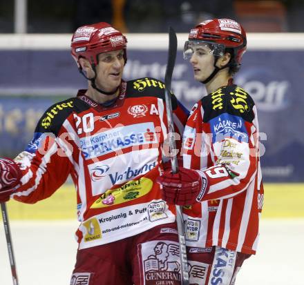 EBEL. Eishockey Bundesliga. KAC gegen  HK Acroni Jesenice. Jubel  HERBURGER Raphael, CRAIG Michael (KAC). Klagenfurt, am 5.12.2008.
Foto: Kuess 

---
pressefotos, pressefotografie, kuess, qs, qspictures, sport, bild, bilder, bilddatenbank