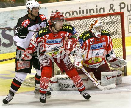 EBEL. Eishockey Bundesliga. KAC gegen  HK Acroni Jesenice. RATZ Herbert, ENZENHOFER Hannes (KAC), Marcel Rodman (Jesenice). Klagenfurt, am 5.12.2008.
Foto: Nadja Kuess


---
pressefotos, pressefotografie, kuess, qs, qspictures, sport, bild, bilder, bilddatenbank